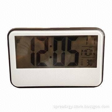Digital Clock, Sound Control Function, Big Digit Display Calendar, Time and Temperature, New Design